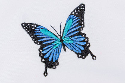 Round Neck Butterfly Embroidery Shirts Blouses Hoodies Sweatshirts