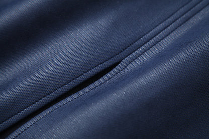 Suede Velvet Splicing Net Yarn Elastic Waist Tops Bodycon Split Skirt Two-piece Set Blue