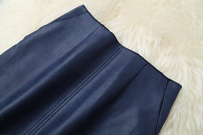 Suede Velvet Splicing Net Yarn Elastic Waist Tops Bodycon Split Skirt Two-piece Set