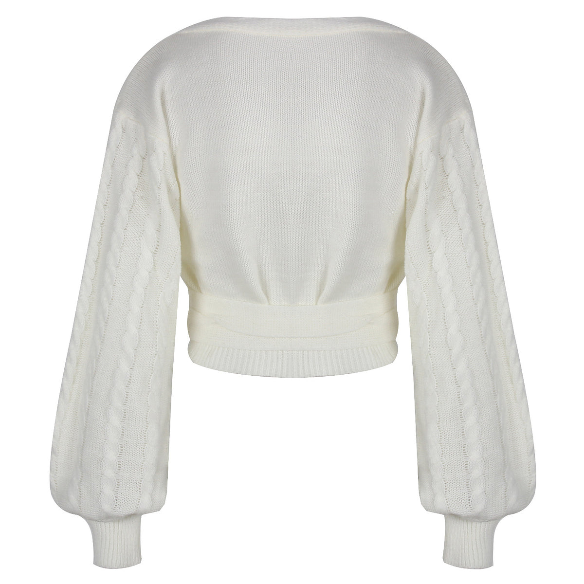 Lantern Sleeve Bow Tie Knitting Sweaters