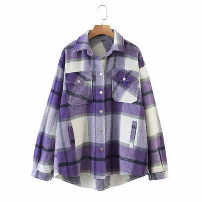 Contrast Single-breasted Lattice Pocket Cardigan Coat