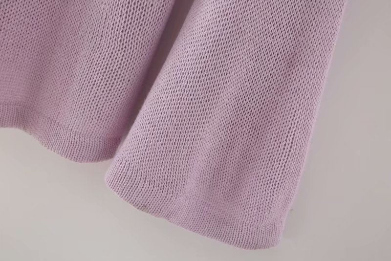 Flared Sleeves Tie Knitting Tops Shorts Two-piece Set
