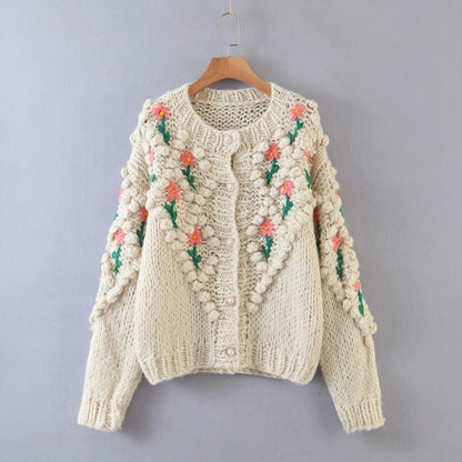 Contrast Handicraft Single-breasted Sweaters Cardigans