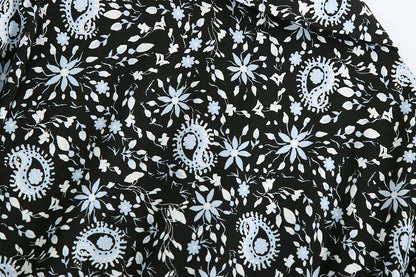 Pile Collar Floral Printed Maxi Dress