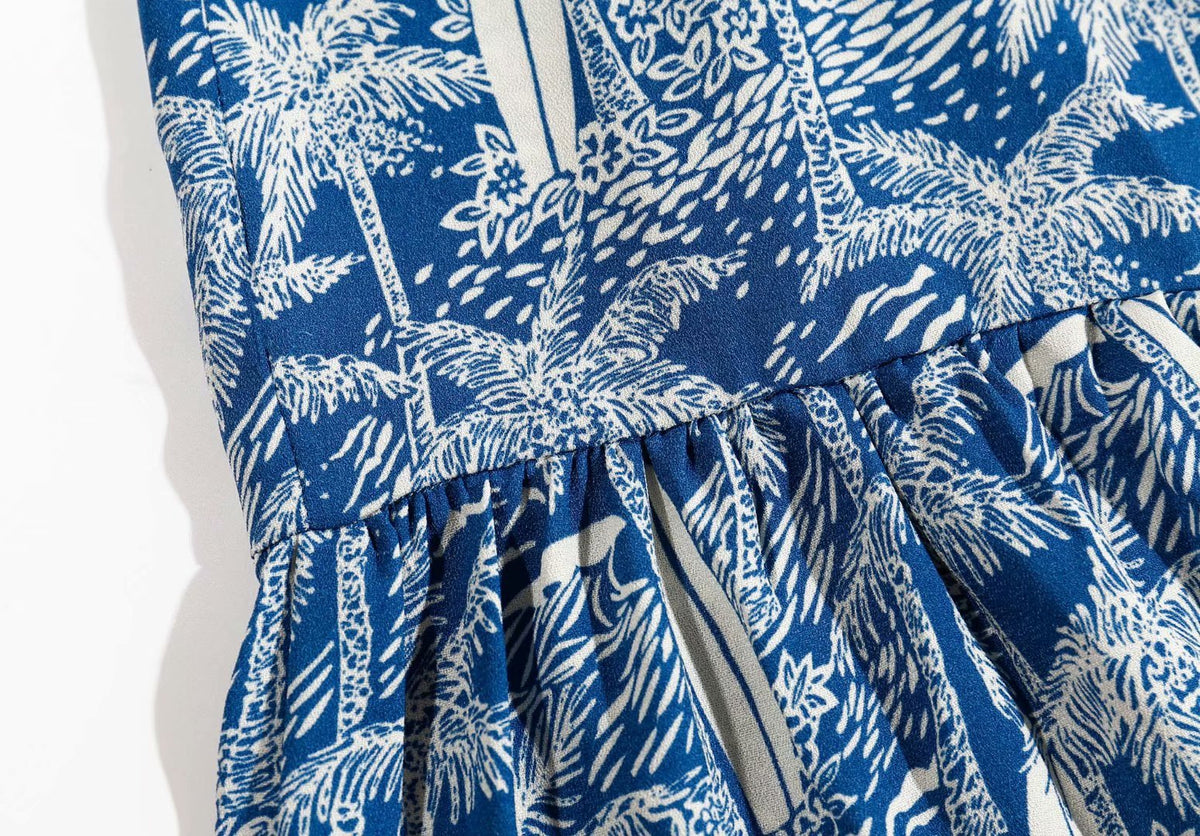 V-neck Slit Floral Printed Midi Dress