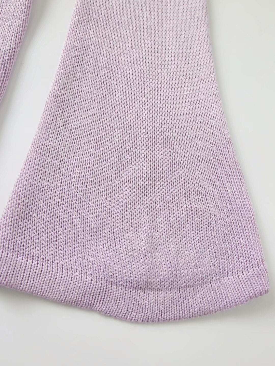 Flared Sleeves Tie Knitting Tops Shorts Two-piece Set