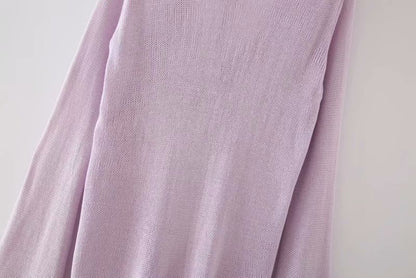Flared Sleeves Tie Knitting Tops Shorts Two-piece Set