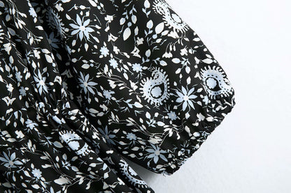 Pile Collar Floral Printed Maxi Dress