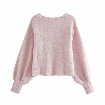 Splicing Single-breasted Lantern Sleeve Cardigan Sweaters Tank Tops