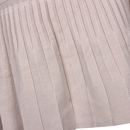 High-collared Ruffled Knit Pleated Sweater Mini Dresses