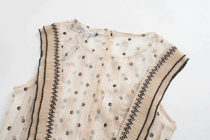 Lace Polka Dot Splicing Midi Floral Dresses