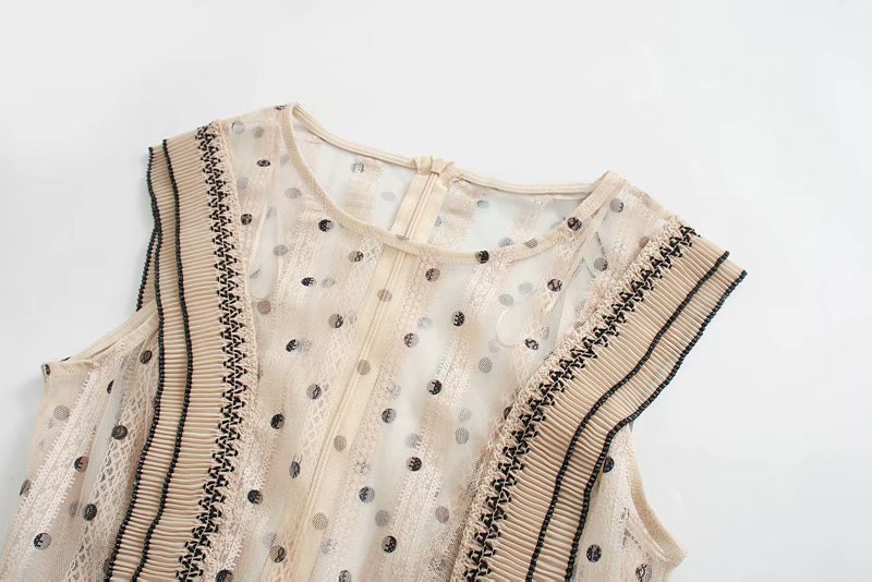 Lace Polka Dot Splicing Midi Floral Dresses