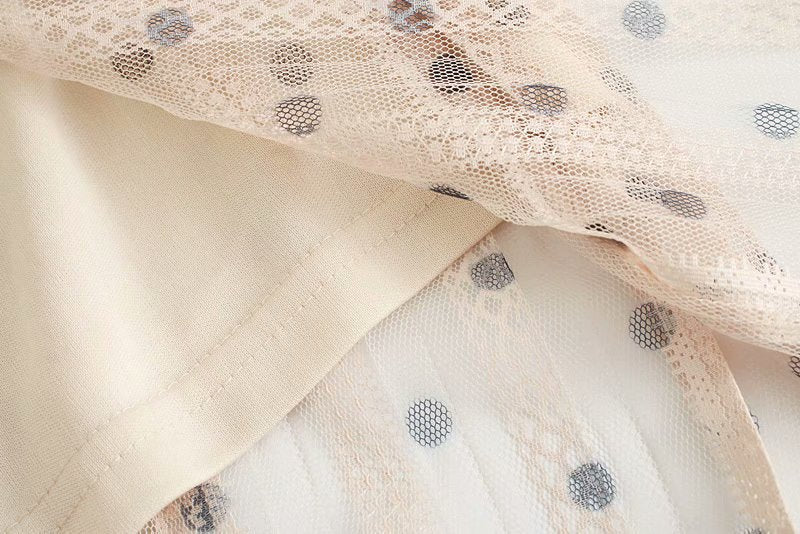 Lace Polka Dot Splicing Midi Floral Dresses