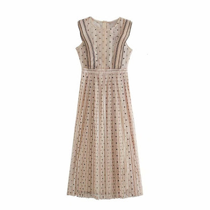 Lace Polka Dot Splicing Midi Floral Dresses