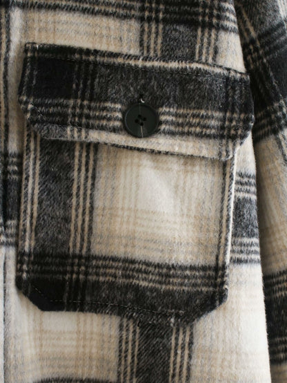 Casual Single-breasted Plaid Shirt Cardigans Coat