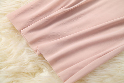Double Breasted Cape Cloak Net Yarn Tops Vest Midi Dress Three-piece Set