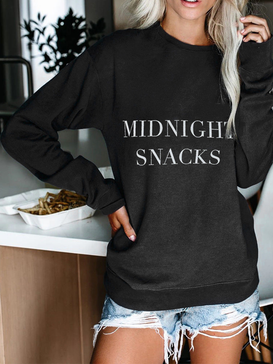 Round Neck Letter Pattern Slim Sweatshirt