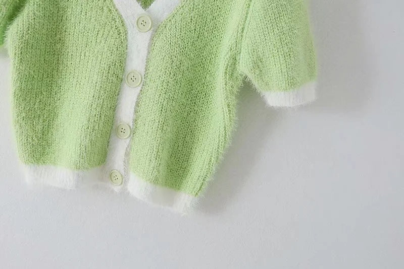 Mohair Single-breasted Knitting Short Cardigan