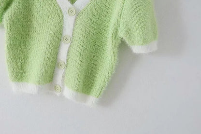 Mohair Single-breasted Knitting Short Cardigan