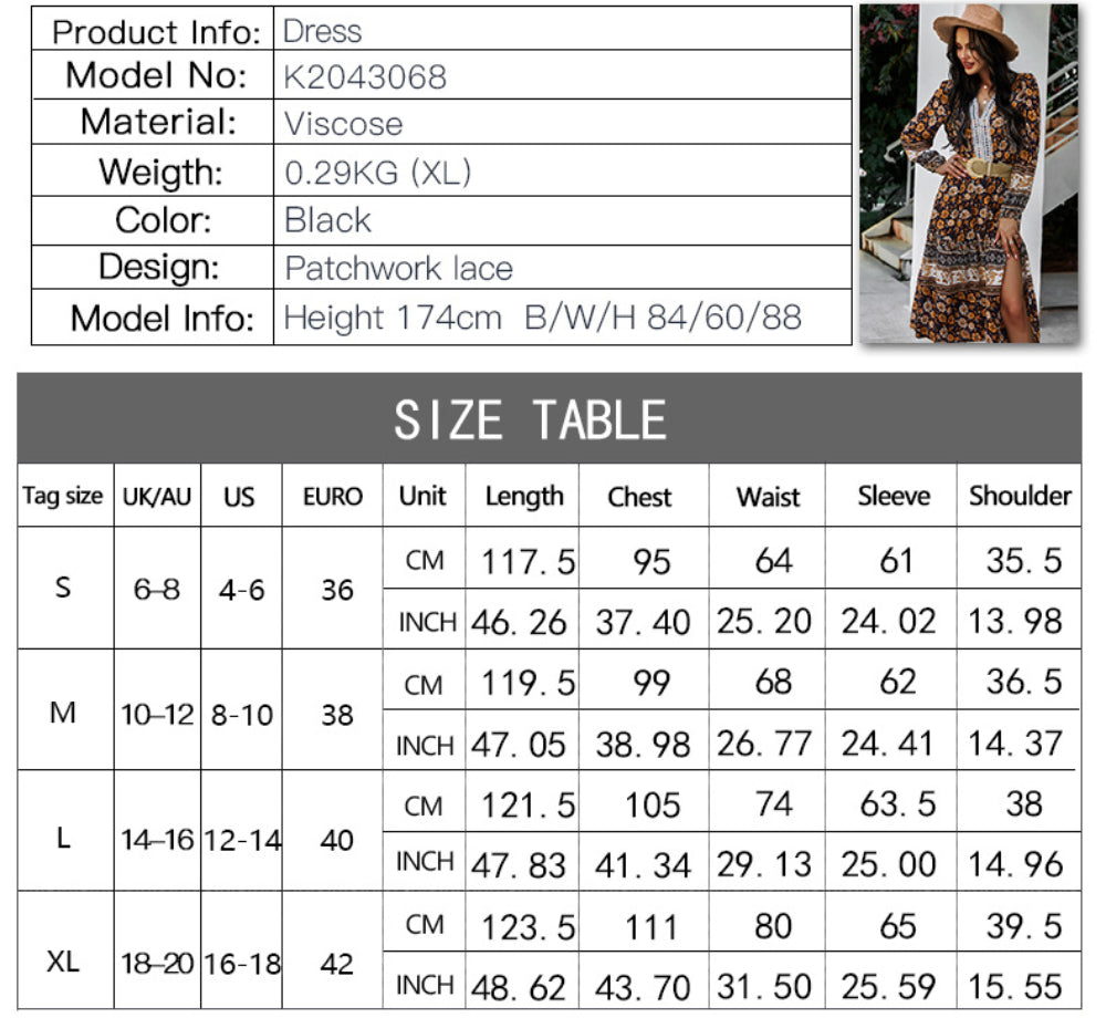 Floral V-neck Lace Slit Leg Maxi Midi Dresses