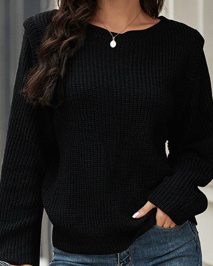 Wide Round Collar Splicing Knit Sweaters