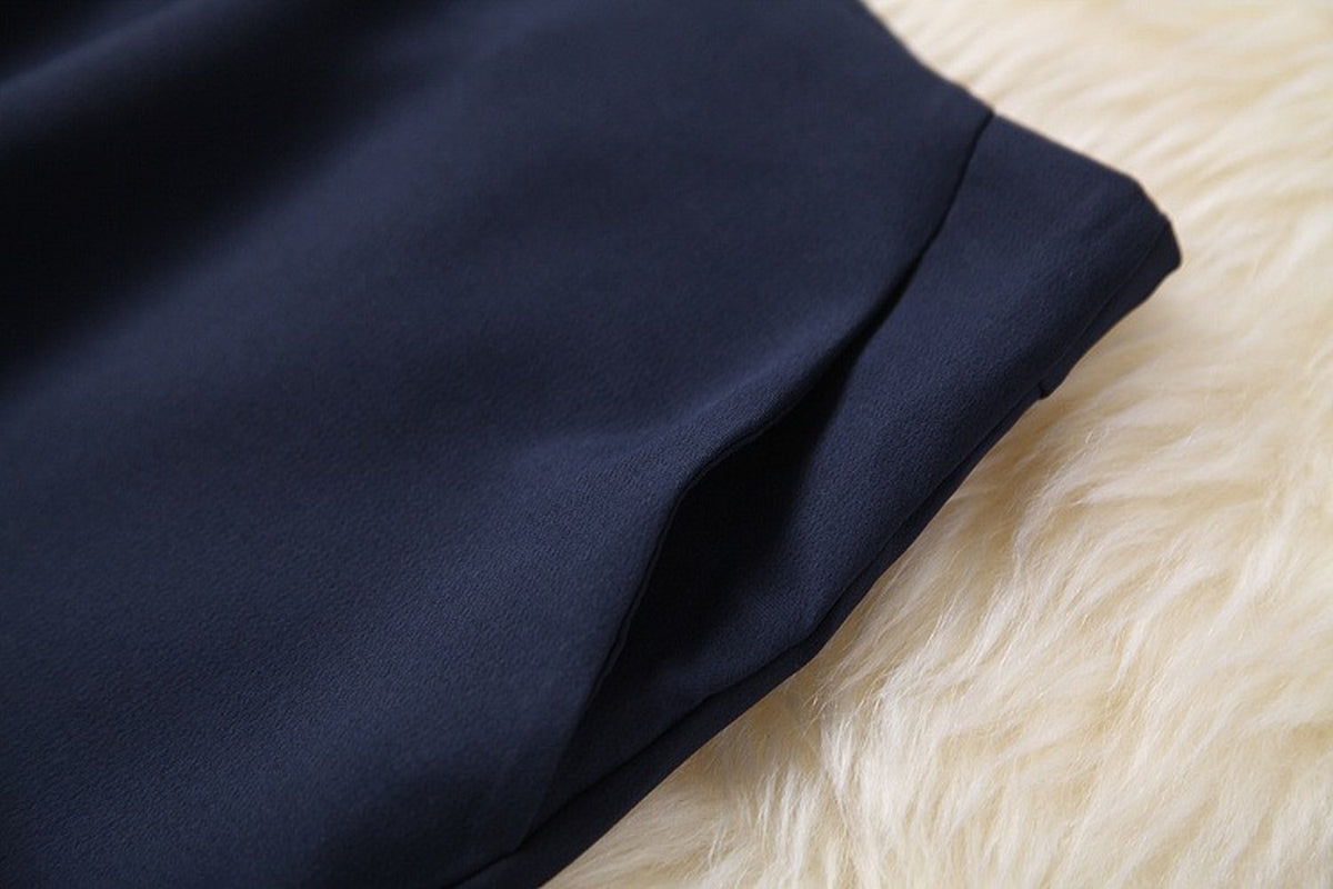 Ruffled Hem Blazers Splicing Chiffon Sleeve and Pants Two-piece Set