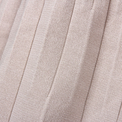 High-collared Ruffled Knit Pleated Sweater Mini Dresses