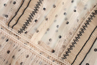 Lace Polka Dot Splicing Midi Floral Dresses