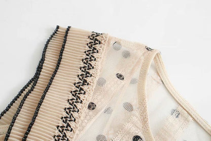 Lace Polka Dot Splicing Midi Floral Dresses