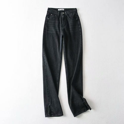 Leg Split High Waist Wide Leg Straight Jeans Denim Pants