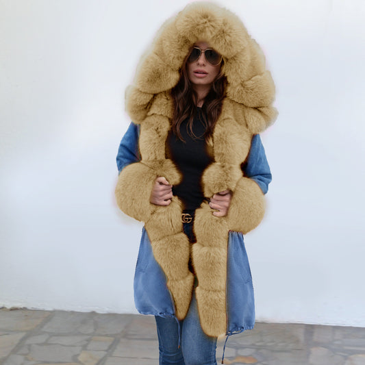 Women's Hooded Plush Coat