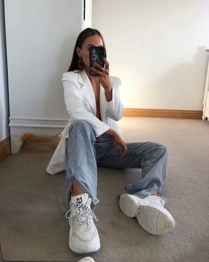 Leg Split High Waist Wide Leg Straight Jeans Denim Pants