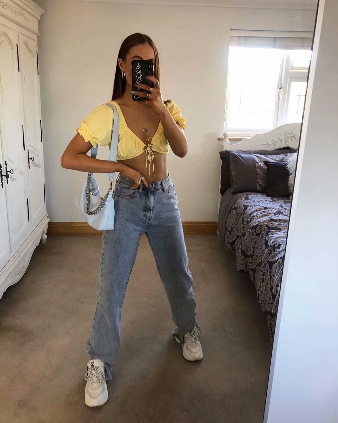 Leg Split High Waist Wide Leg Straight Jeans Denim Pants