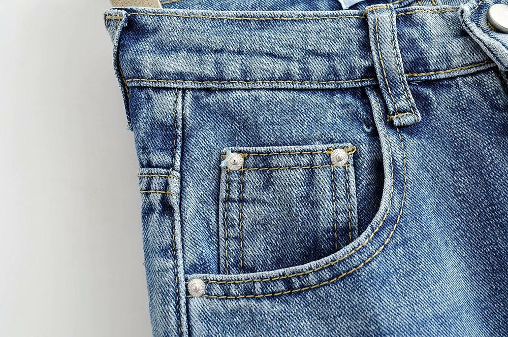 Leg Split High Waist Wide Leg Straight Jeans Denim Pants