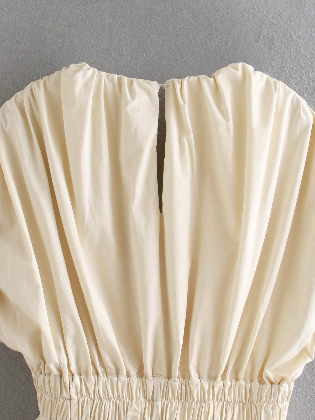 Deep V-neck Shirred Frill Elastic Waist Jumpsuit
