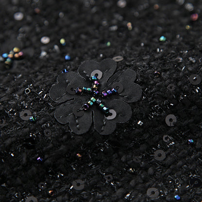 Elegant Black Flower Splicing Beading Tops Skirts Two-piece Set