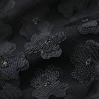Elegant Black Flower Splicing Beading Tops Skirts Two-piece Set
