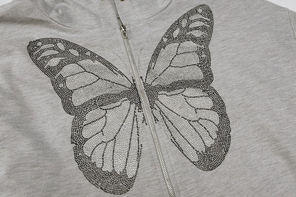 Round Neck Butterfly Beads Shirts Blouses Hoodies Sweatshirts