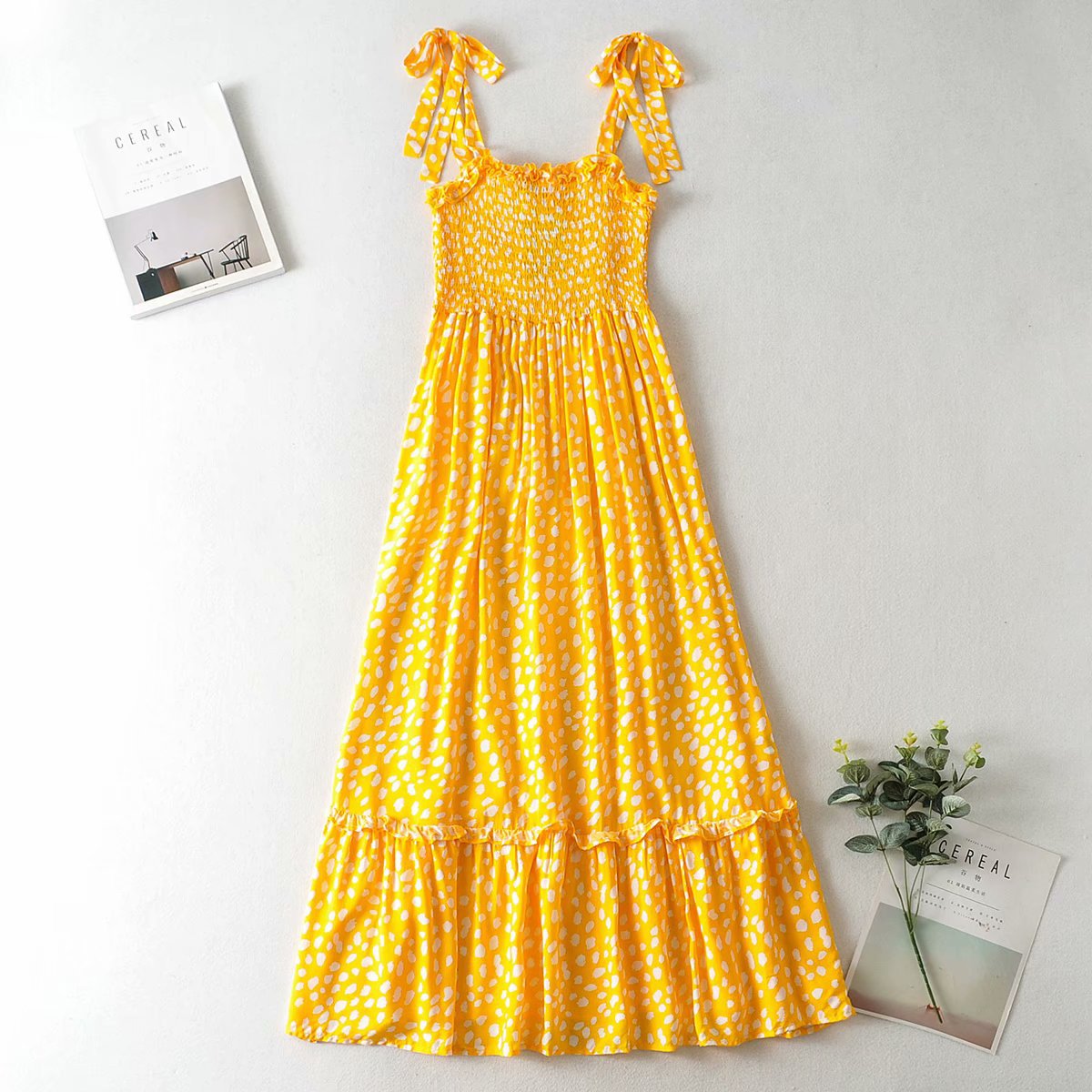 Polka Dot Lace-up Floral Backless Strappy Maxi Midi Dresses