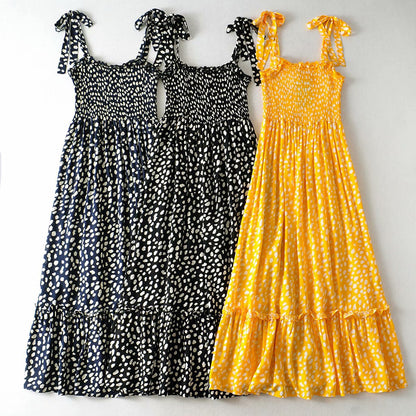 Polka Dot Lace-up Floral Backless Strappy Maxi Midi Dresses