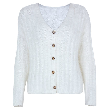 V-neck Single-breasted Knit Sweaters Cardigans