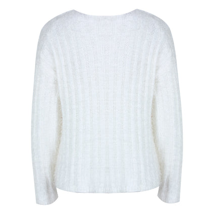 V-neck Single-breasted Knit Sweaters Cardigans