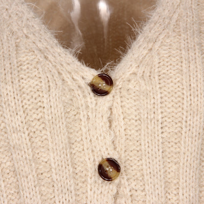 V-neck Single-breasted Knit Sweaters Cardigans