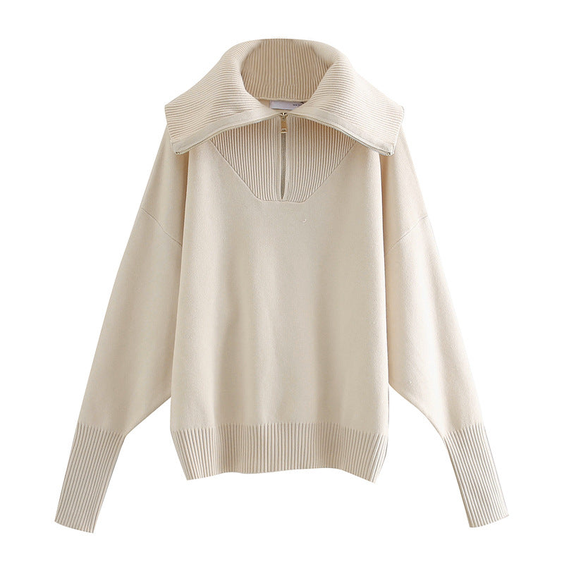 Vintage Knit Pile High Collar Sweaters