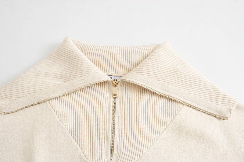 Vintage Knit Pile High Collar Sweaters