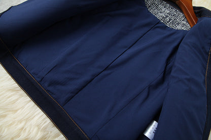 Blue Splicing Denim Single-breasted Coat Skirt Two-piece Set