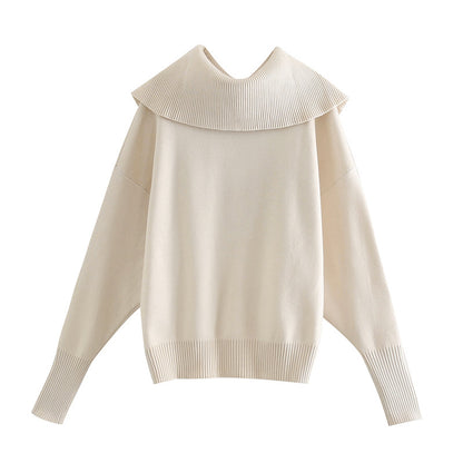Vintage Knit Pile High Collar Sweaters