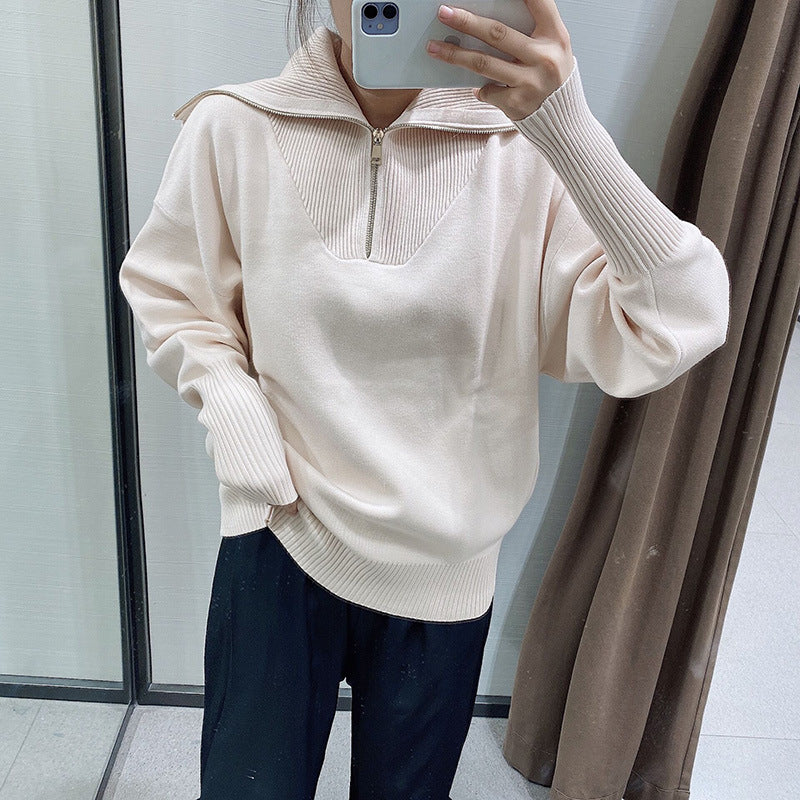 Vintage Knit Pile High Collar Sweaters