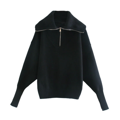 Vintage Knit Pile High Collar Sweaters