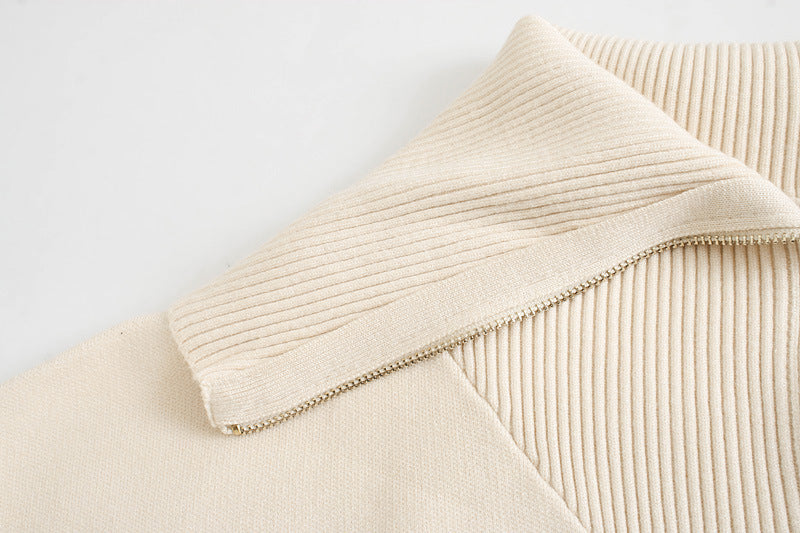 Vintage Knit Pile High Collar Sweaters